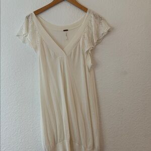 Free People Cream Tunic with Lace Sleeves